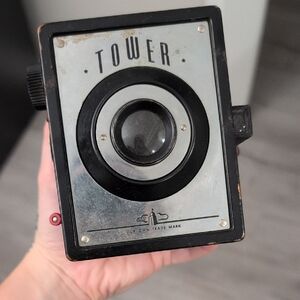 Tower Photographic Box Camera - Black with Red Viewfinder